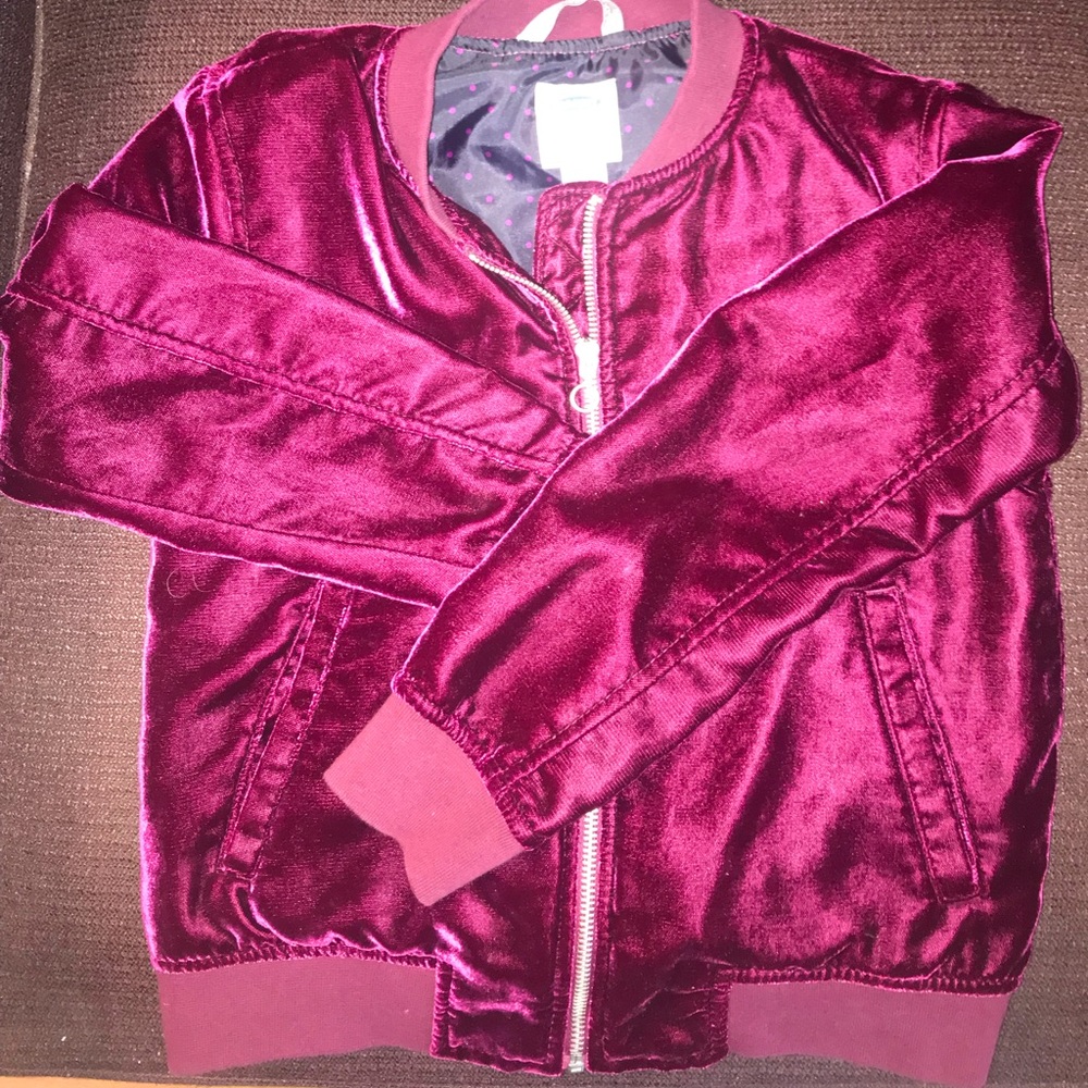 Girls Maroon Velvet Blazer/Jacket